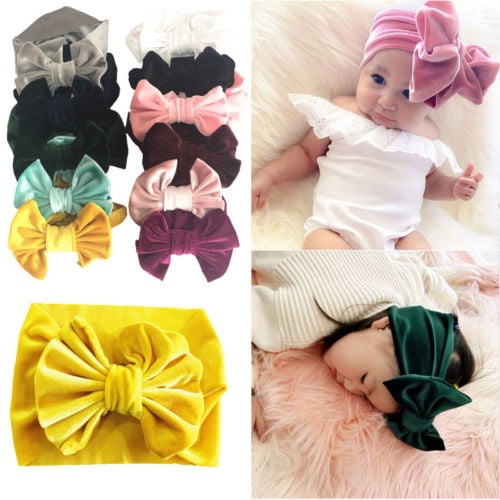 Details about   Kids Baby Girls Toddler Bow Hair band Headband Stretch Turban Knot Head Wrap*3Pc